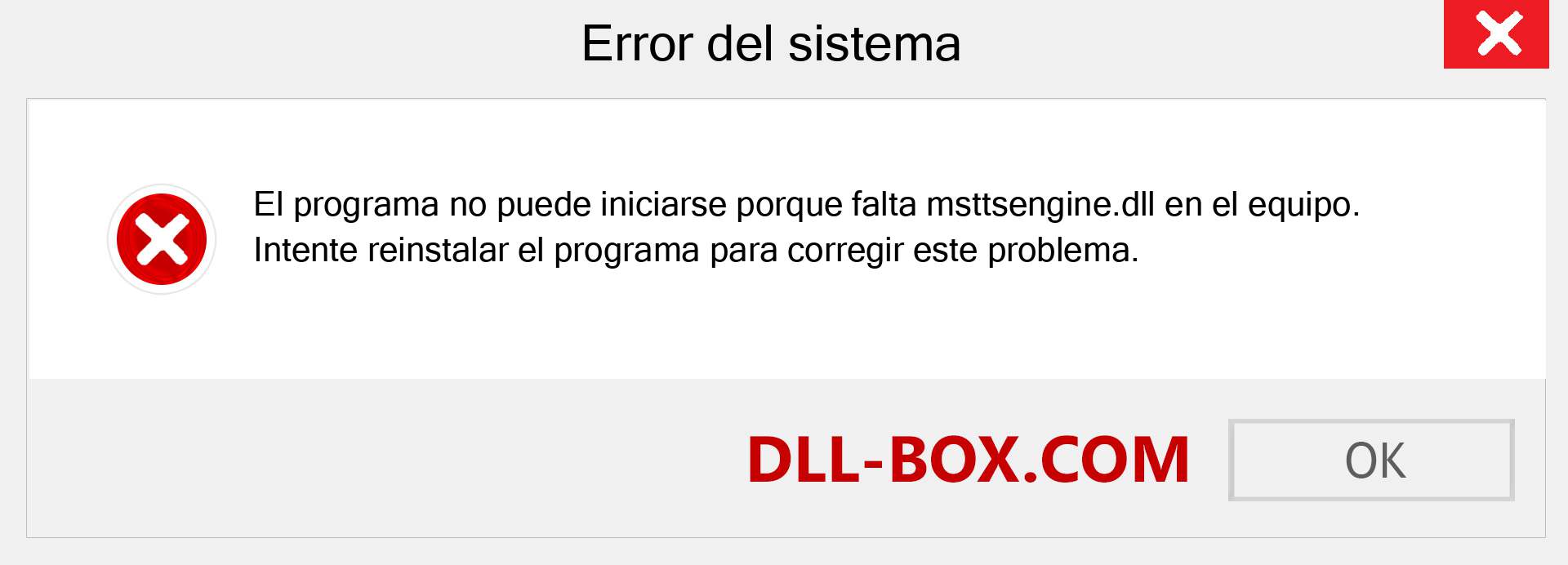 ¿Falta el archivo msttsengine.dll ?. Descargar para Windows 7, 8, 10 - Corregir msttsengine dll Missing Error en Windows, fotos, imágenes